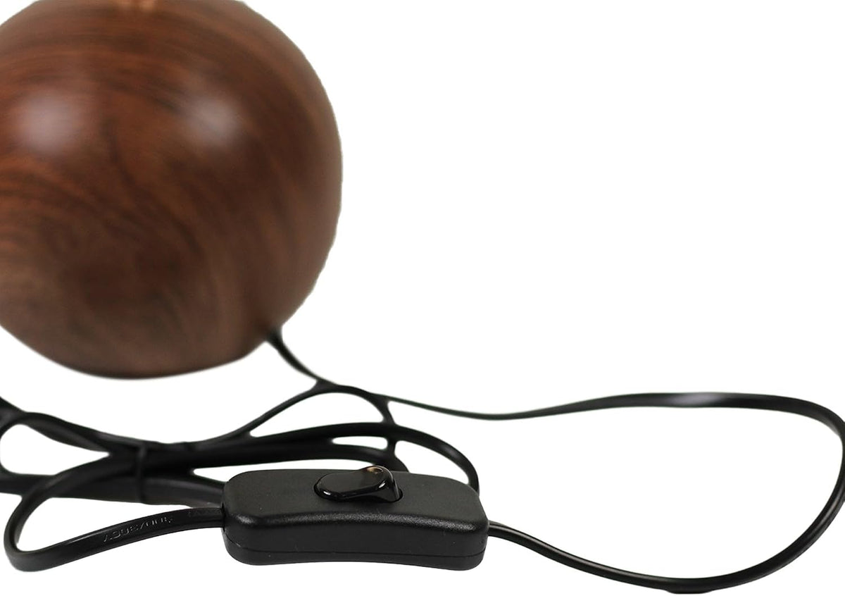 voltnera Ceramic Globe Table Lamp – Walnut Base, Beige Shade