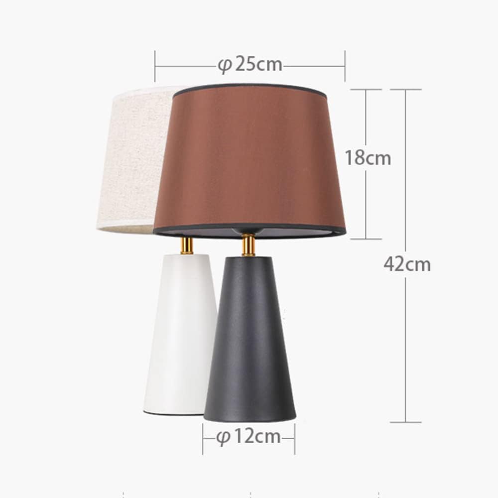 voltnera Modern Bedside Table Lamp – Linen Shade, Black Metal Base